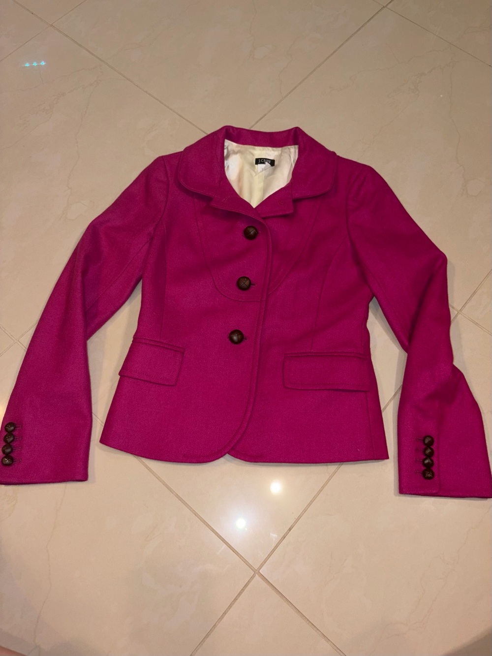 Like new J Crew Fuchsia wool blend blazer SZ 2